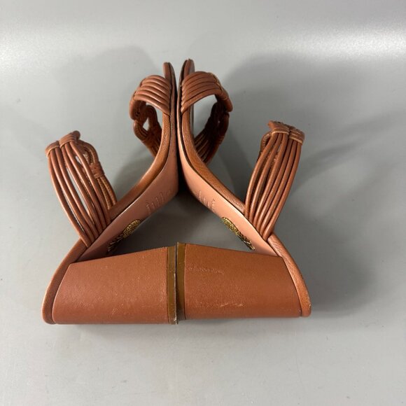 Aquazzura Brown Leather Blocked Heel Slides, Size 36 - Picture 8 of 12